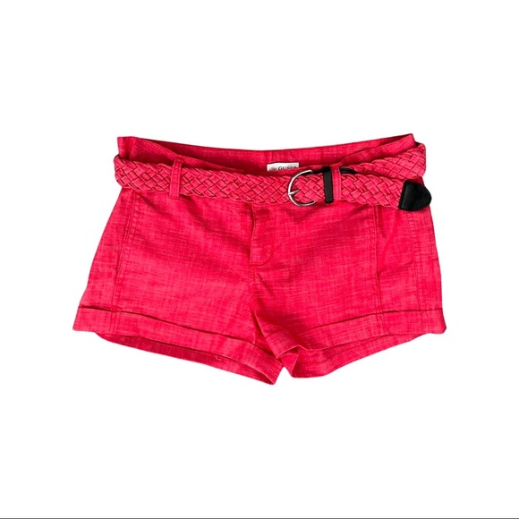 Guess Shorts Red With Belt - Picture 1 of 5